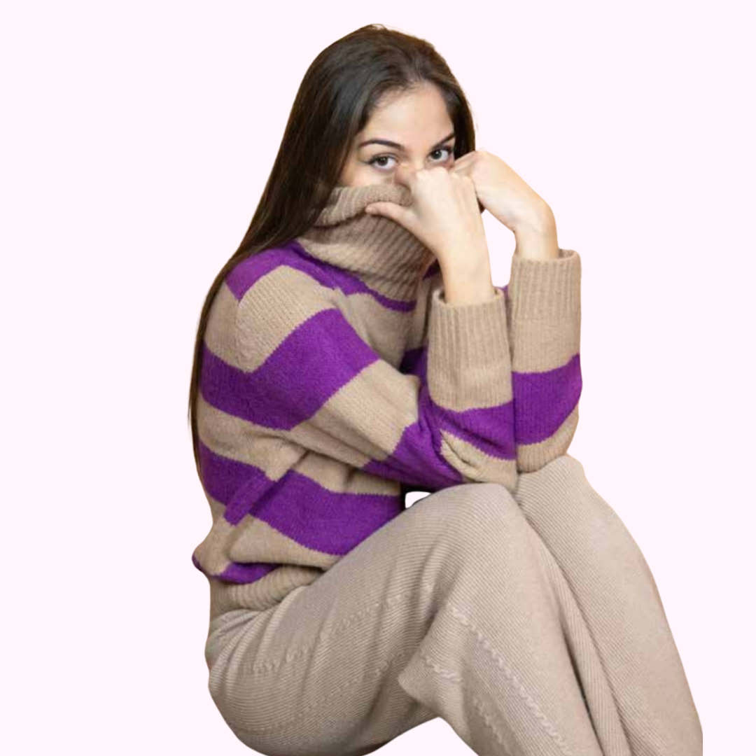 MAGLIONCINO COLLO ALTO A RIGHE CON LANA NORTH POLE LADIES