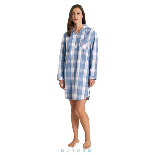 CAMICIA DA NOTTE "BEAUTIFUL SOUL" STAMPA A QUADRI MUYDEMI