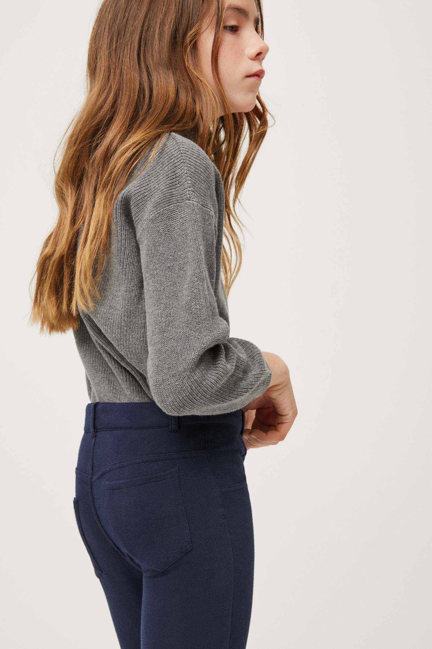 PANTALONE LEGGINGS TERMICO BLU IN COTONE BAMBINA YSABEL MORA