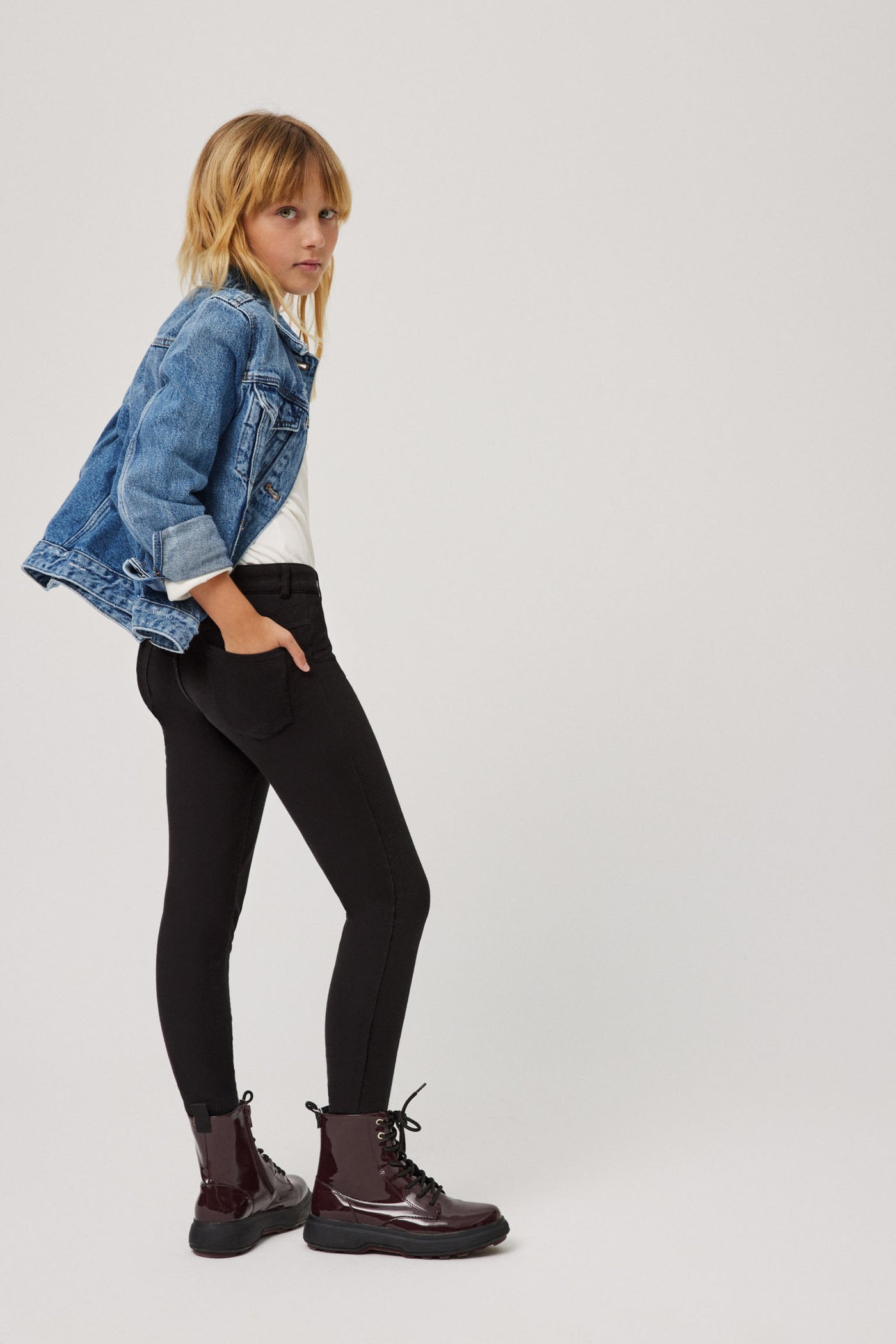 PANTALONE LEGGINGS TERMICO NERO IN COTONE BAMBINA YSABEL MORA