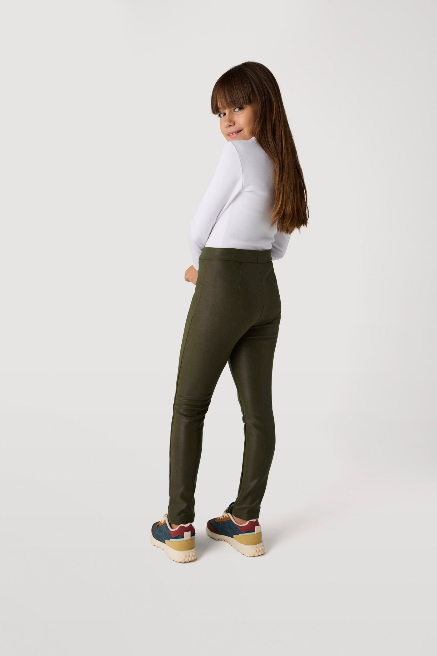 LEGGINGS TERMICO EUCALIPTUS GREEN EFFETTO PELLE BAMBINA YSABEL MORA
