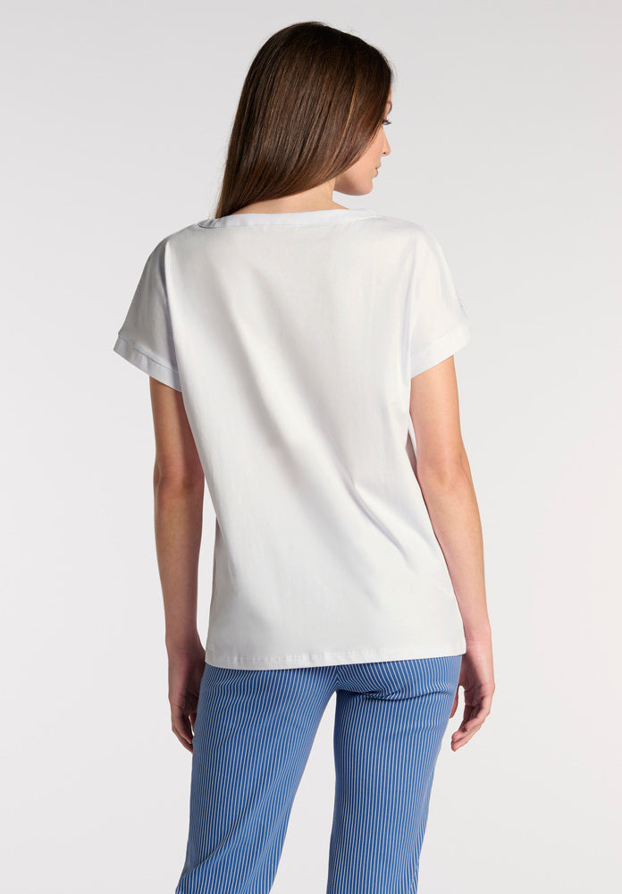 T-SHIRT IN COTONE ELASTICIZZATO EMBROIDERY OROBLU'