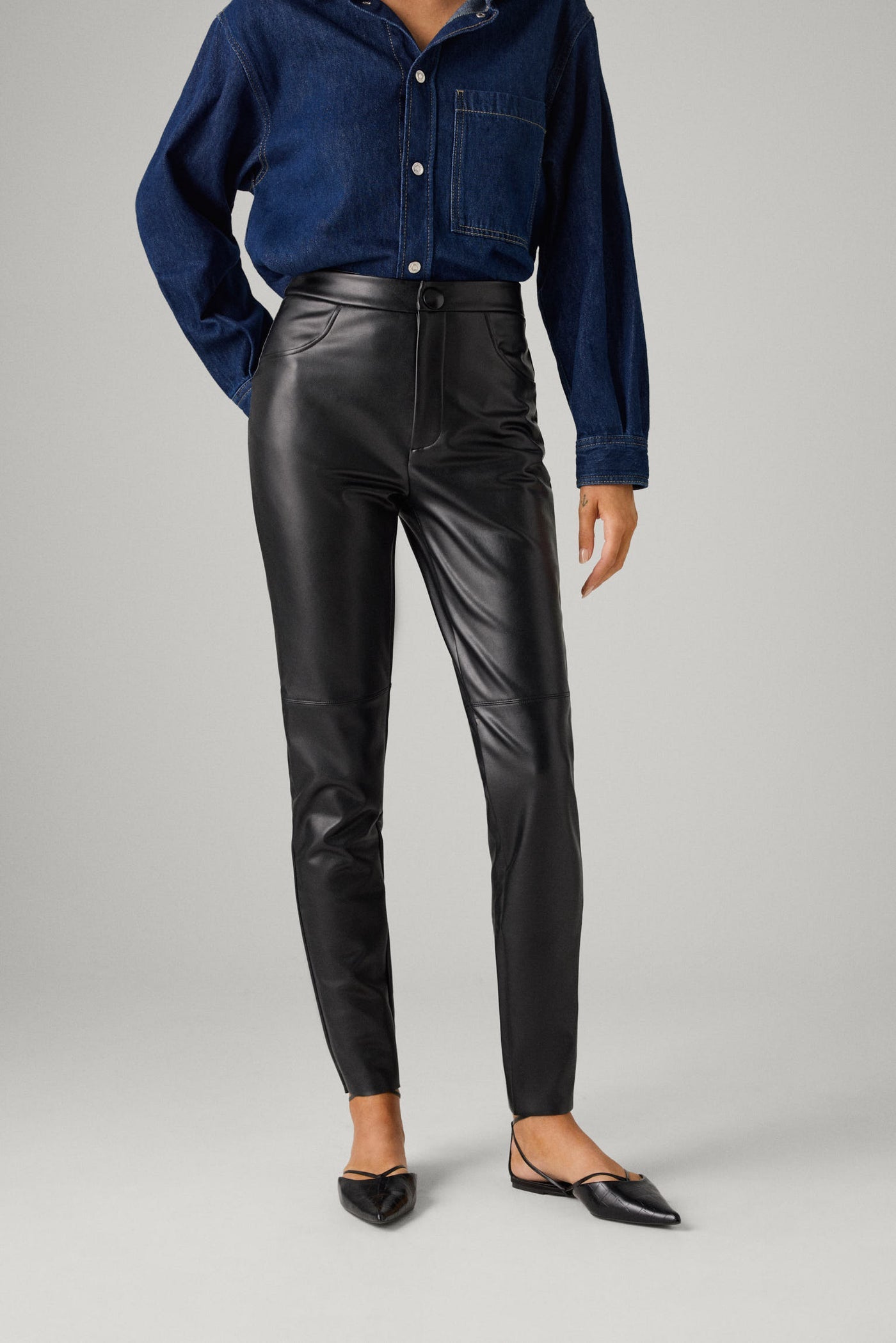 PANTALONI TERMICI EFFETTO PELLE NERO YSABEL MORA
