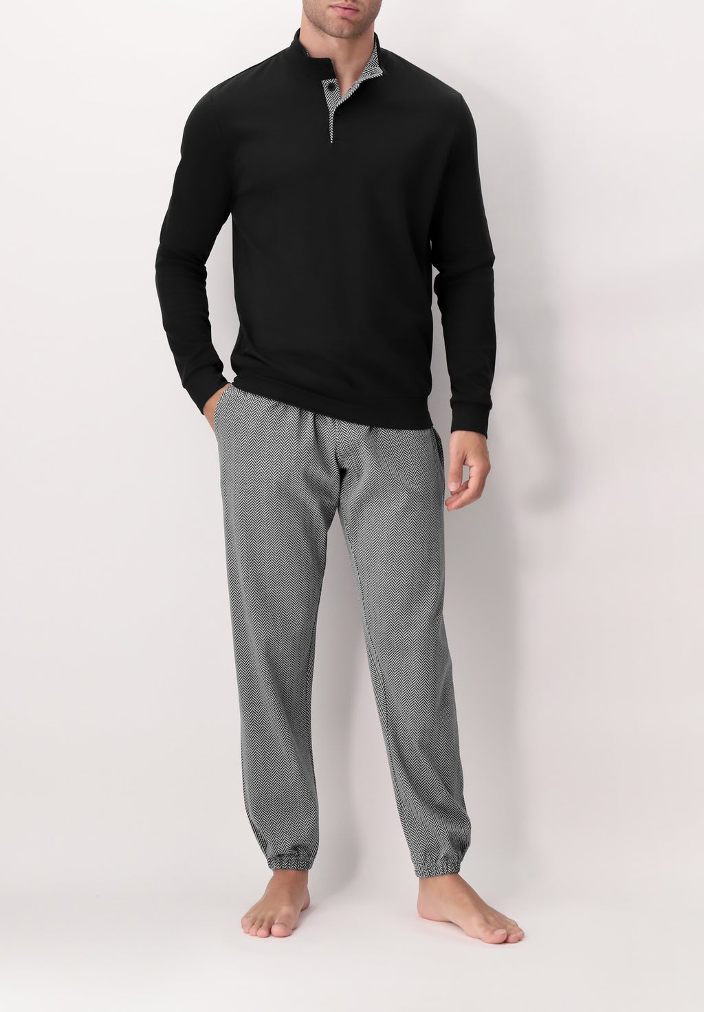 PIGIAMA UNISEX LUPETTO IN CALDO COTONE STAMPA CHEVRON PEROFIL