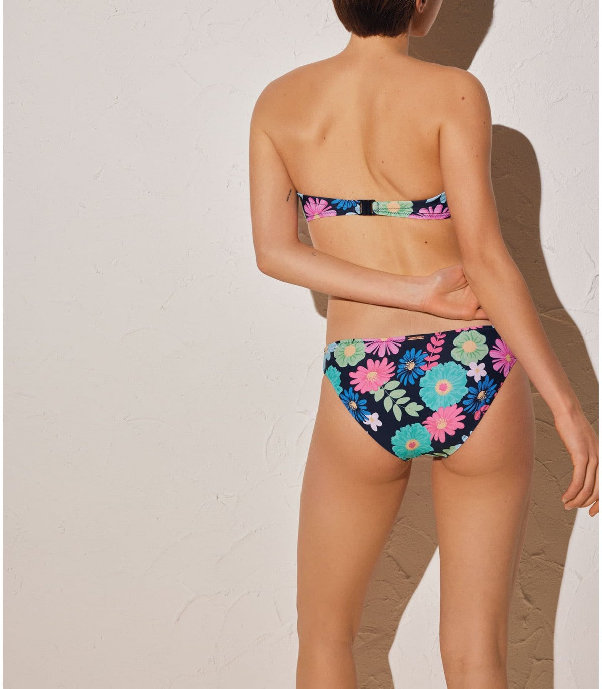SET BIKINI TOP A FASCIA + SLIP CON STAMPA FLOREALE YSABEL MORA