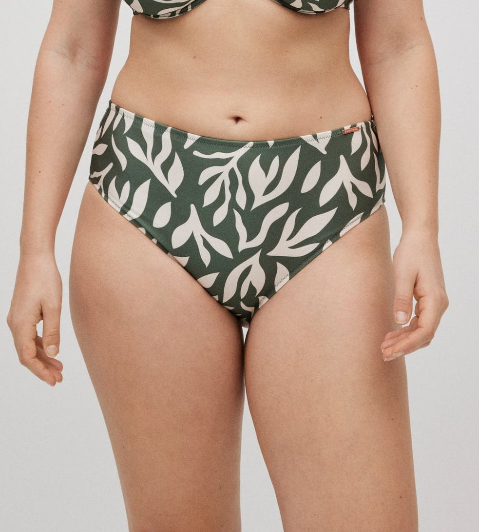 SLIP BIKINI VITA ALTA CONTENITIVO STAMPA FOLIAGE YSABEL MORA