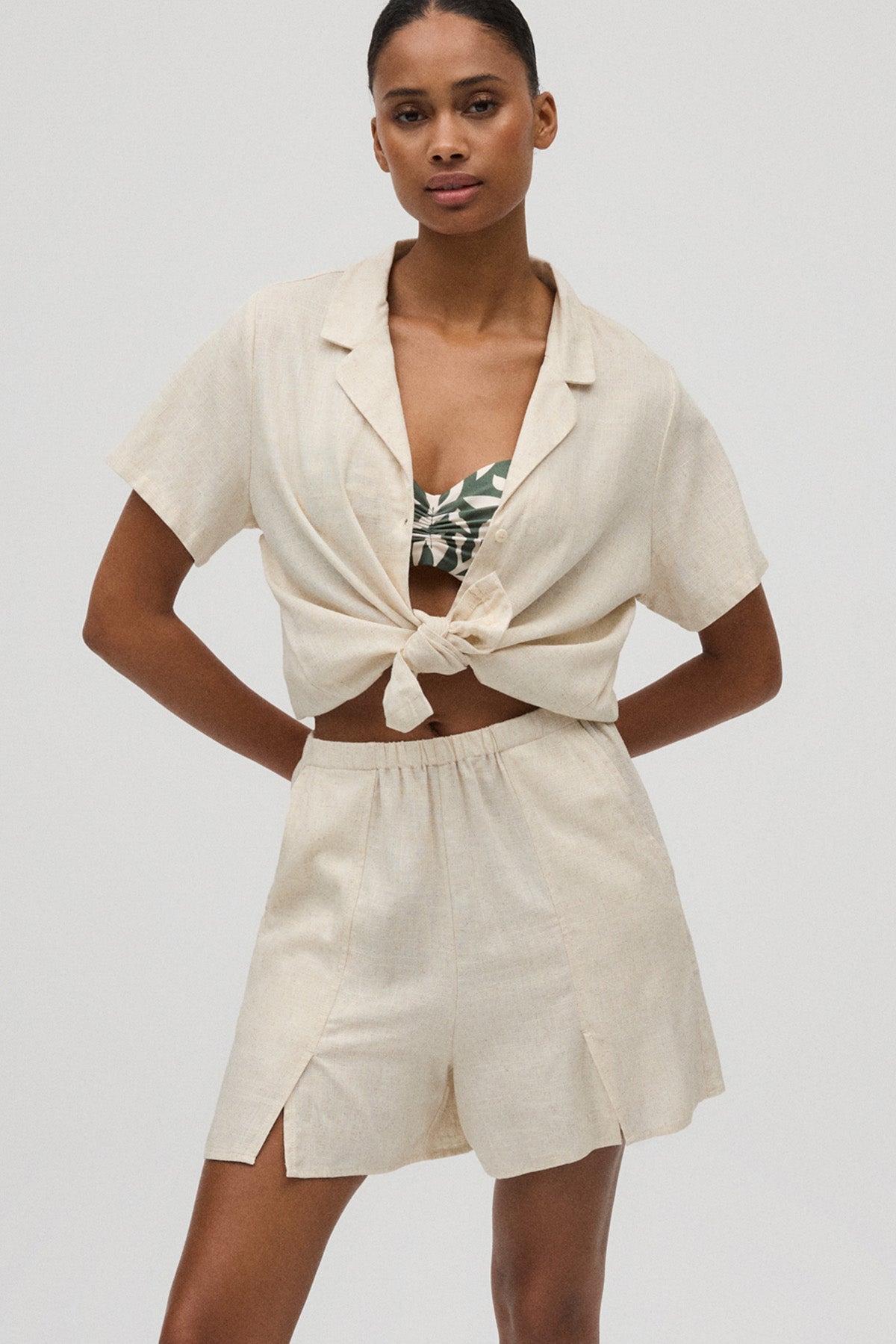 CAMICIA MANICHE CORTE IN MISTO LINO YSABEL MORA