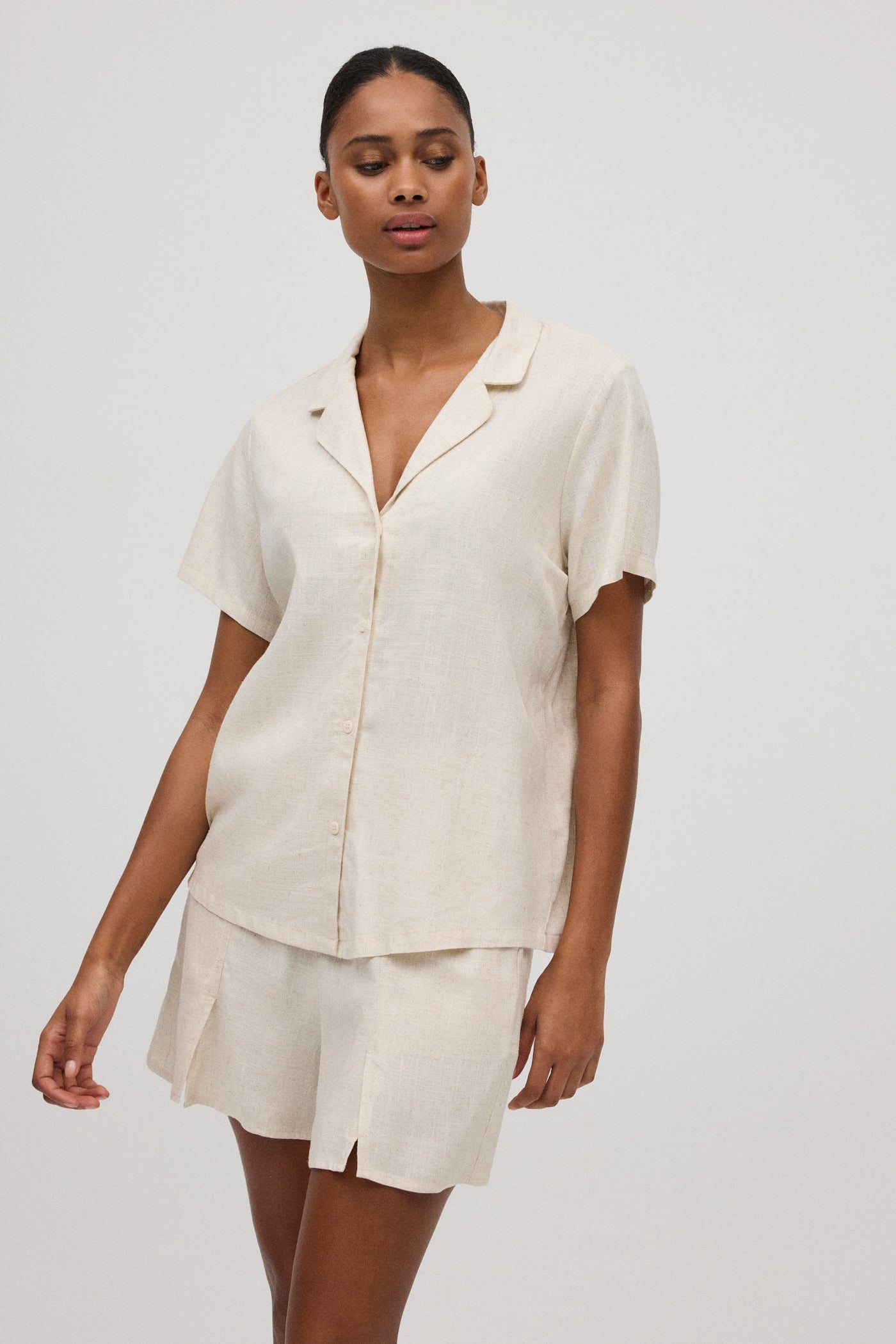 CAMICIA MANICHE CORTE IN MISTO LINO YSABEL MORA