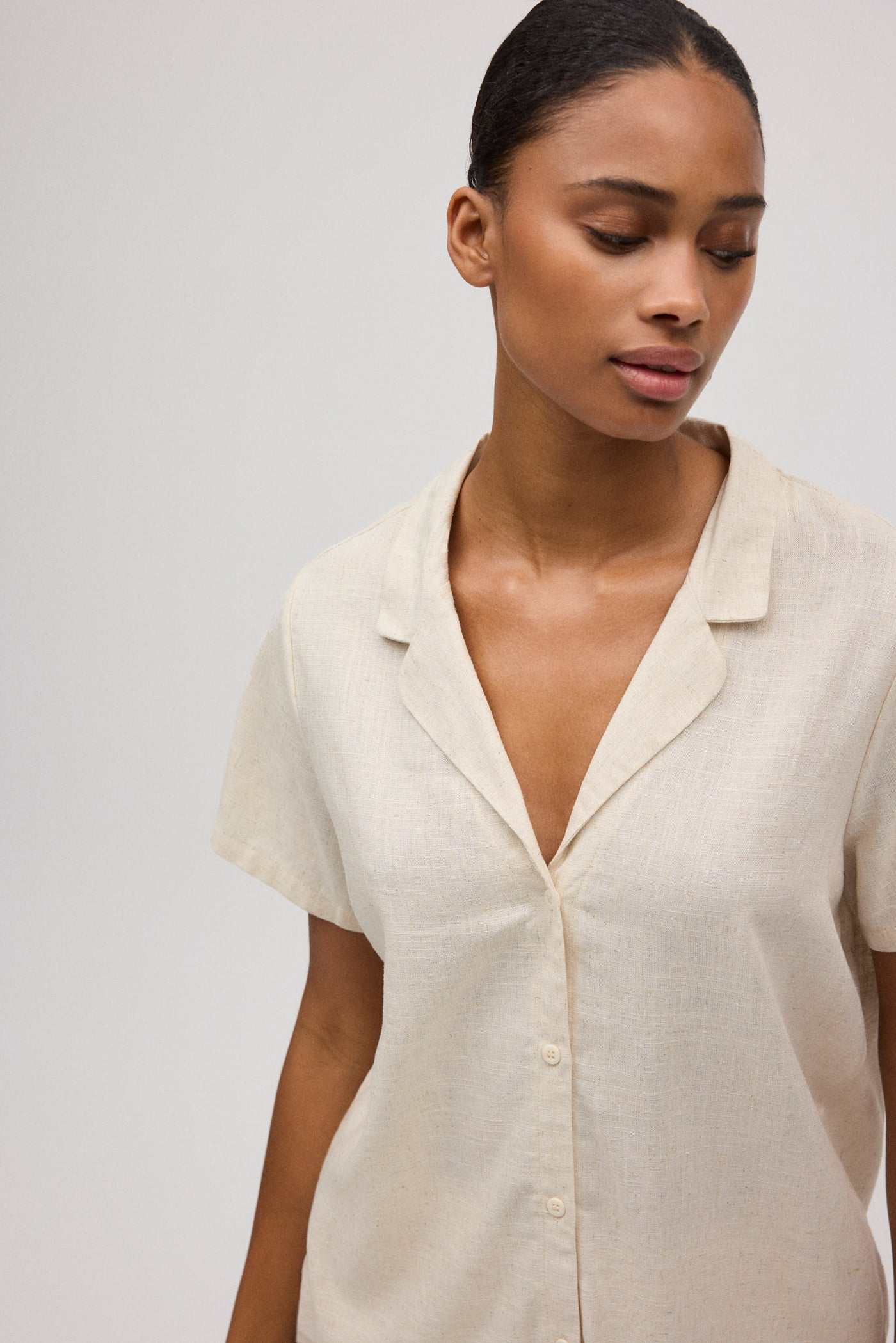 CAMICIA MANICHE CORTE IN MISTO LINO YSABEL MORA