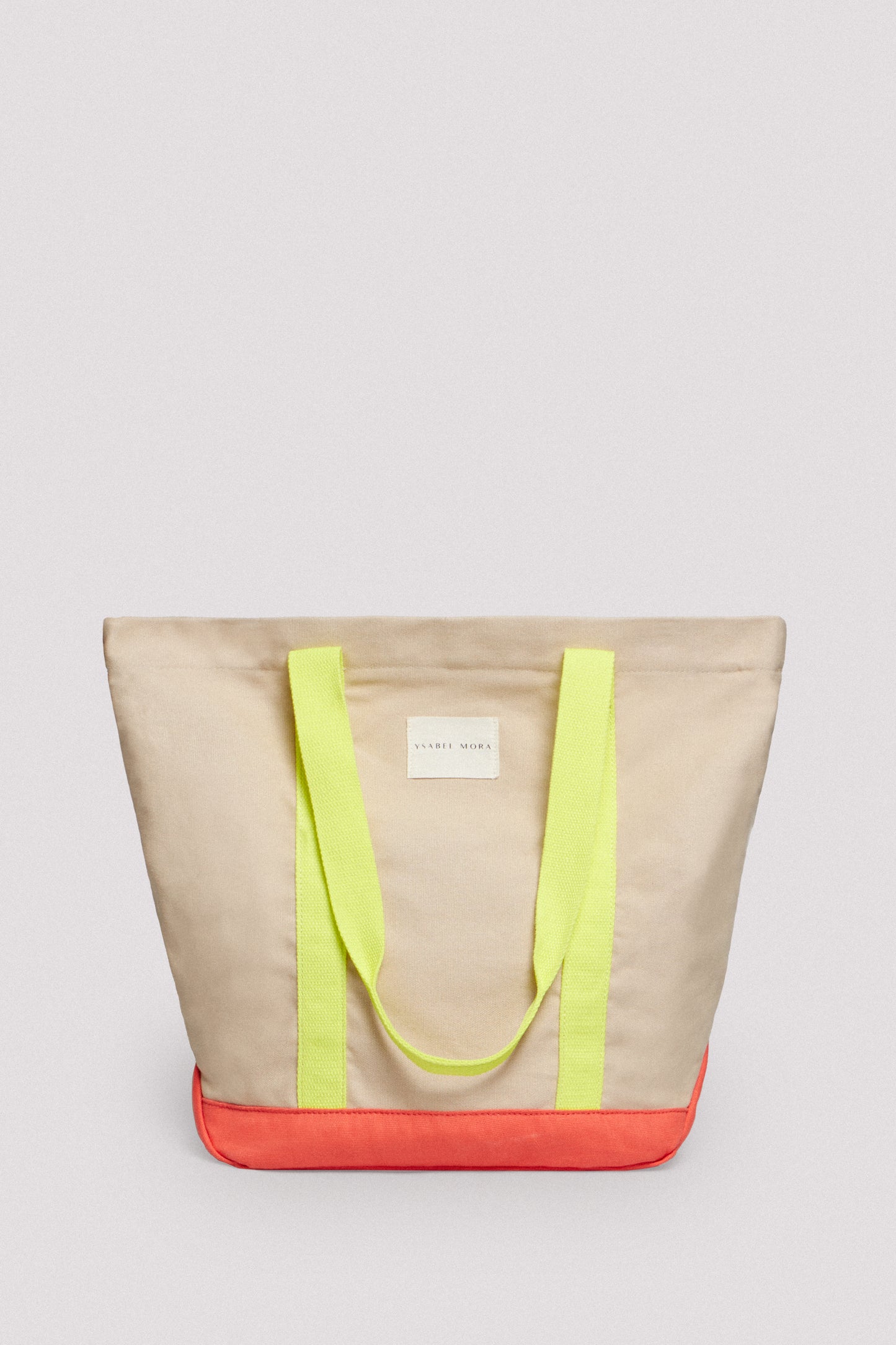 BORSA DA MARE IN TESSUTO A CONTRASTO BEIGE YSABEL MORA
