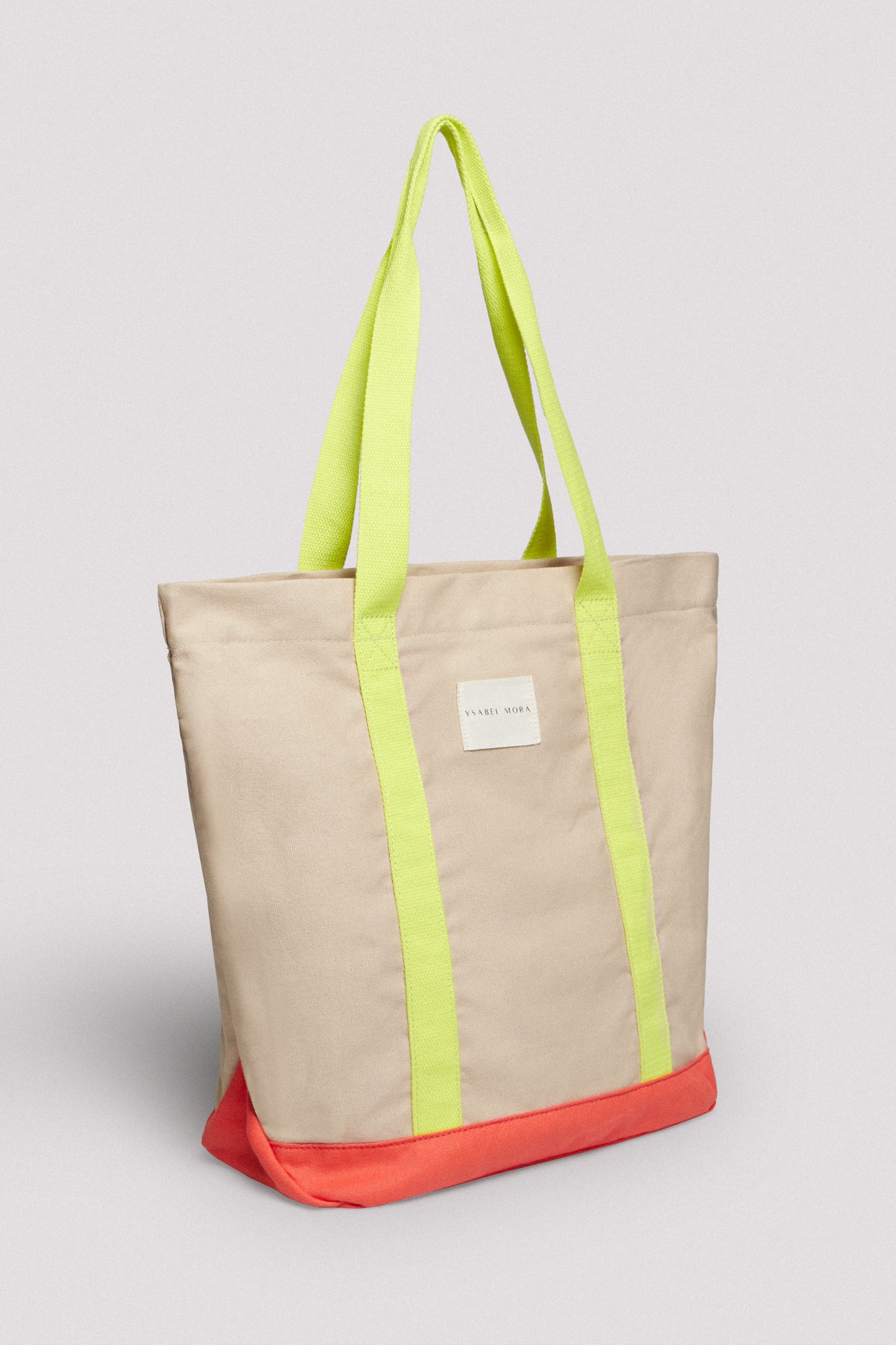 BORSA DA MARE IN TESSUTO A CONTRASTO BEIGE YSABEL MORA