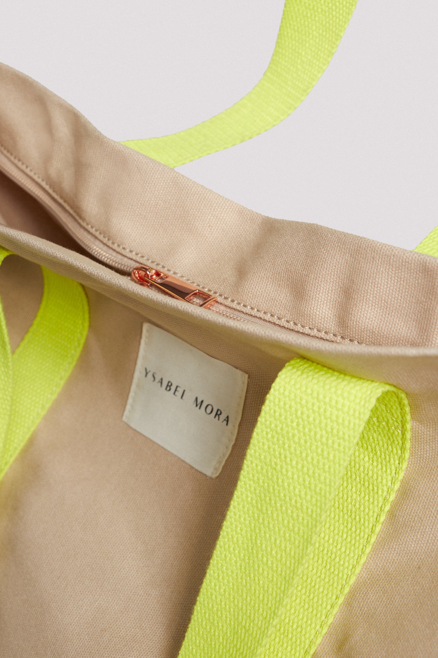 BORSA DA MARE IN TESSUTO A CONTRASTO BEIGE YSABEL MORA