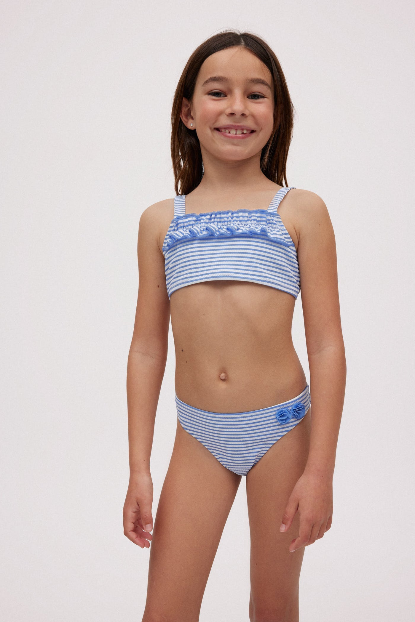 SLIP BIKINI BAMBINA CON STAMPA A RIGHE YSABEL MORA