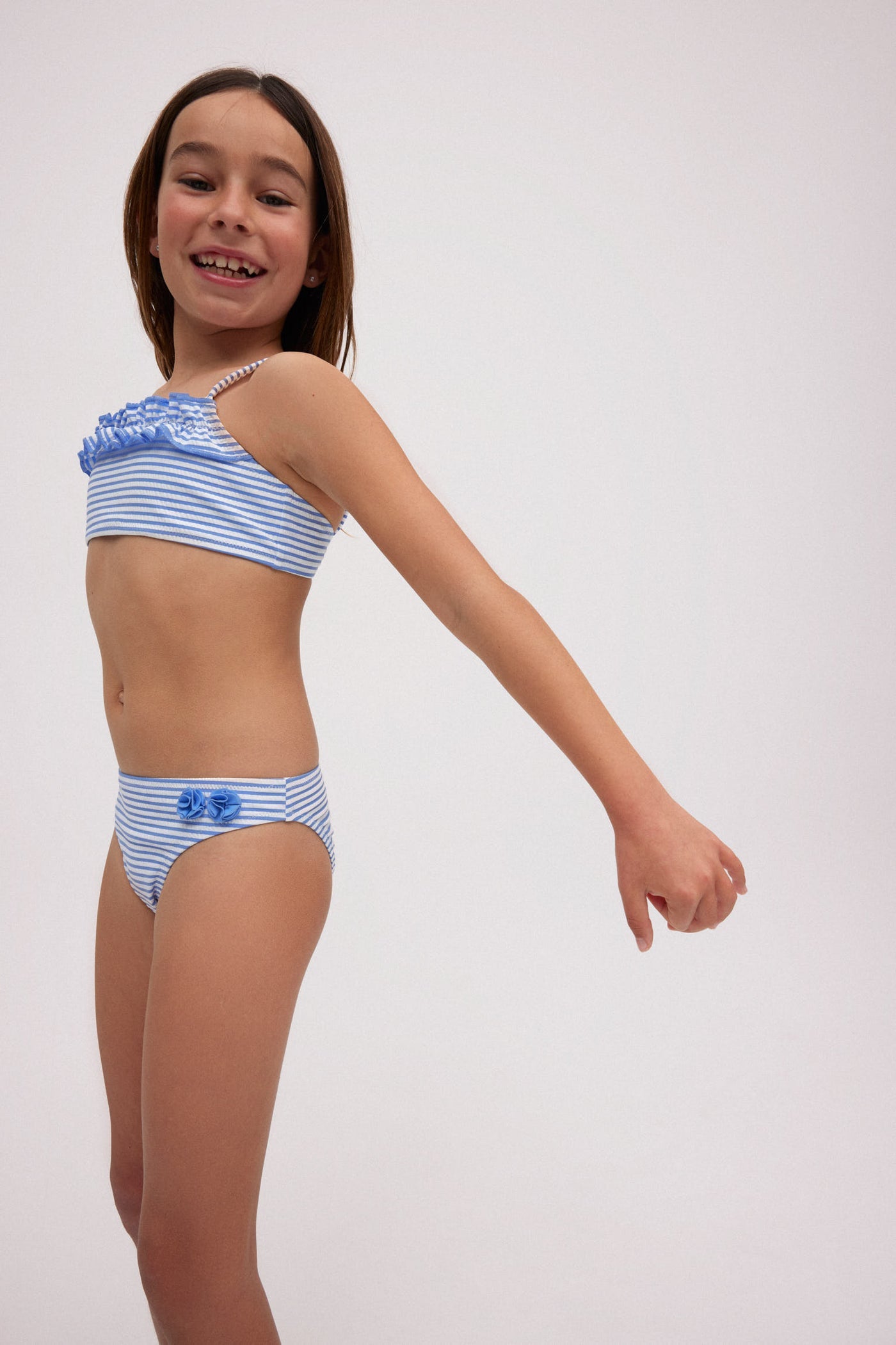 SLIP BIKINI BAMBINA CON STAMPA A RIGHE YSABEL MORA