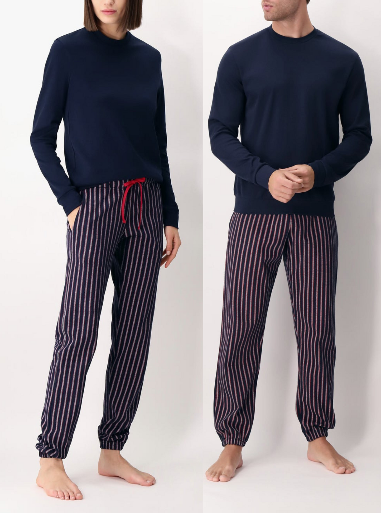 PIGIAMA UNISEX GIROCOLLO IN CALDO COTONE STAMPA A RIGHE PEROFIL