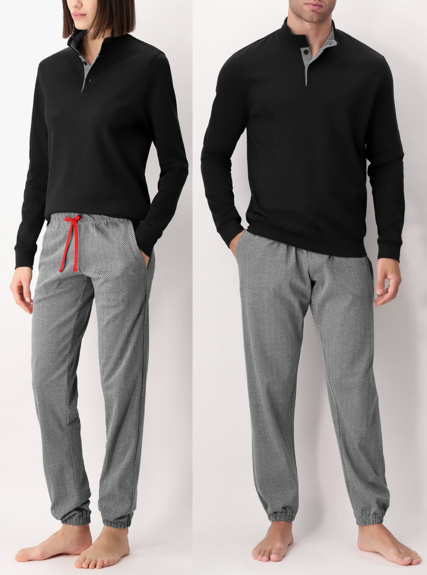 PIGIAMA UNISEX LUPETTO IN CALDO COTONE STAMPA CHEVRON PEROFIL