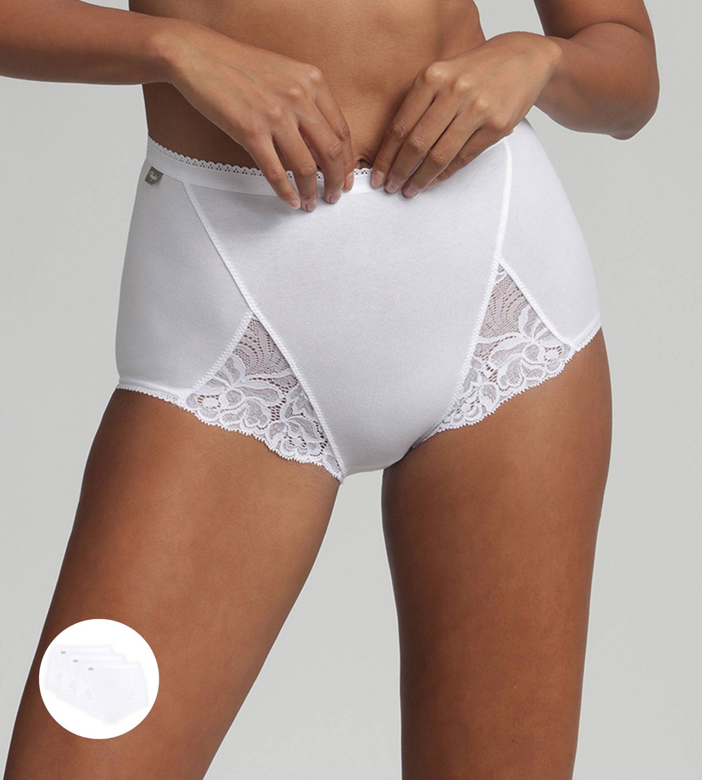 PACCO DA TRE SLIP MAXI PIZZO E COTONE PLAYTEX