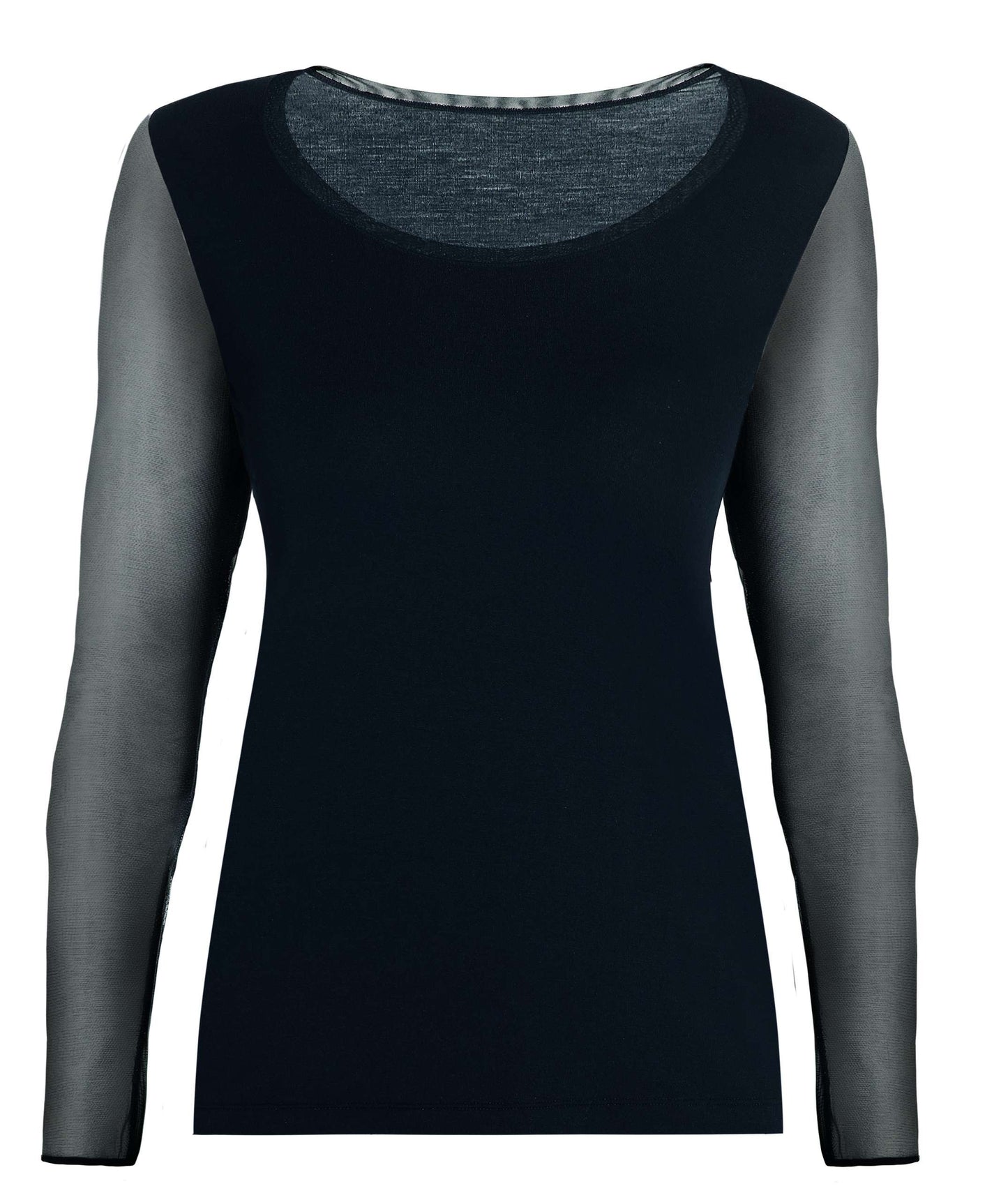 MAGLIA MANICA LUNGA CON DETTAGLI IN TULLE PERFECT LINE OROBLU'
