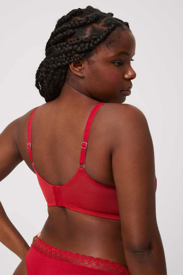 REGGISENO BRALETTE CON FERRETTO + SLIP MIDI IN ROSSO YSABEL MORA