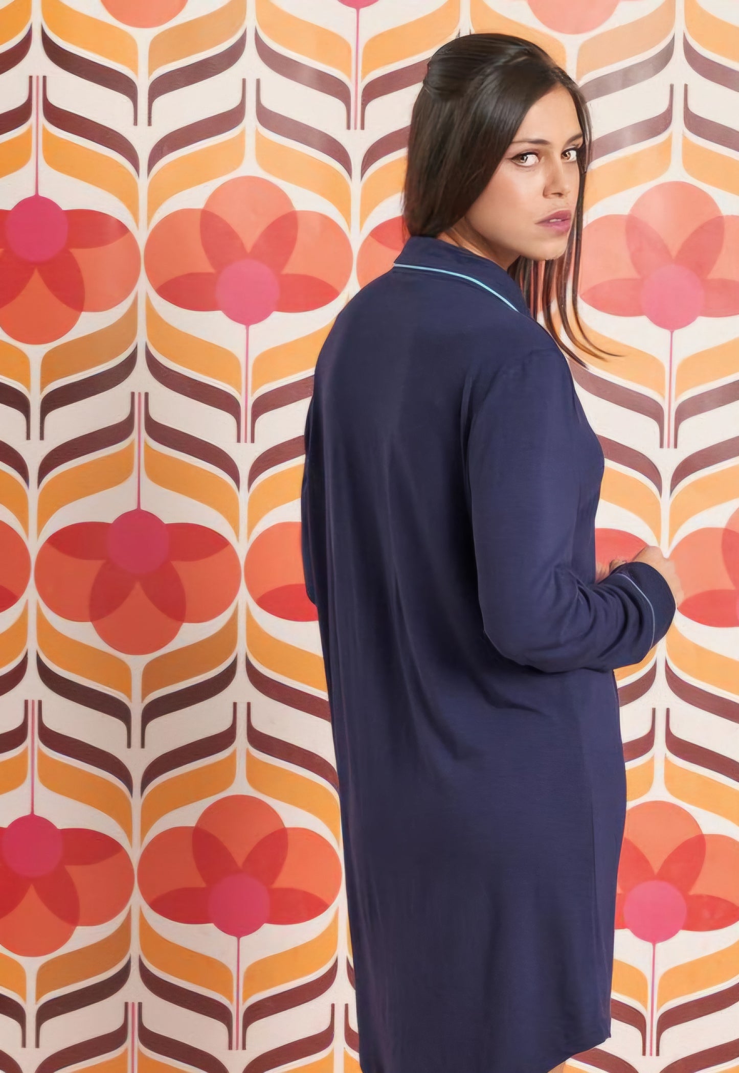 CAMICIA DA NOTTE TINTA UNITA BLU MUYDEMI