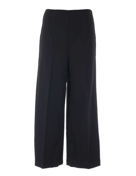 PANTALONI WIDE LEG CROPPED IN CRÊPE NERO YSABEL MORA