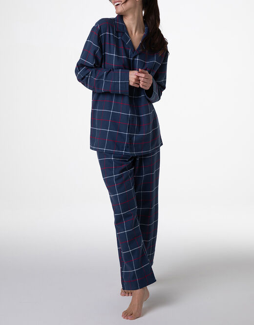 PIGIAMA UNISEX APERTO IN FLANELLA BLU CHECK LOVABLE