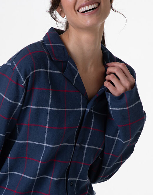 PIGIAMA UNISEX APERTO IN FLANELLA BLU CHECK LOVABLE