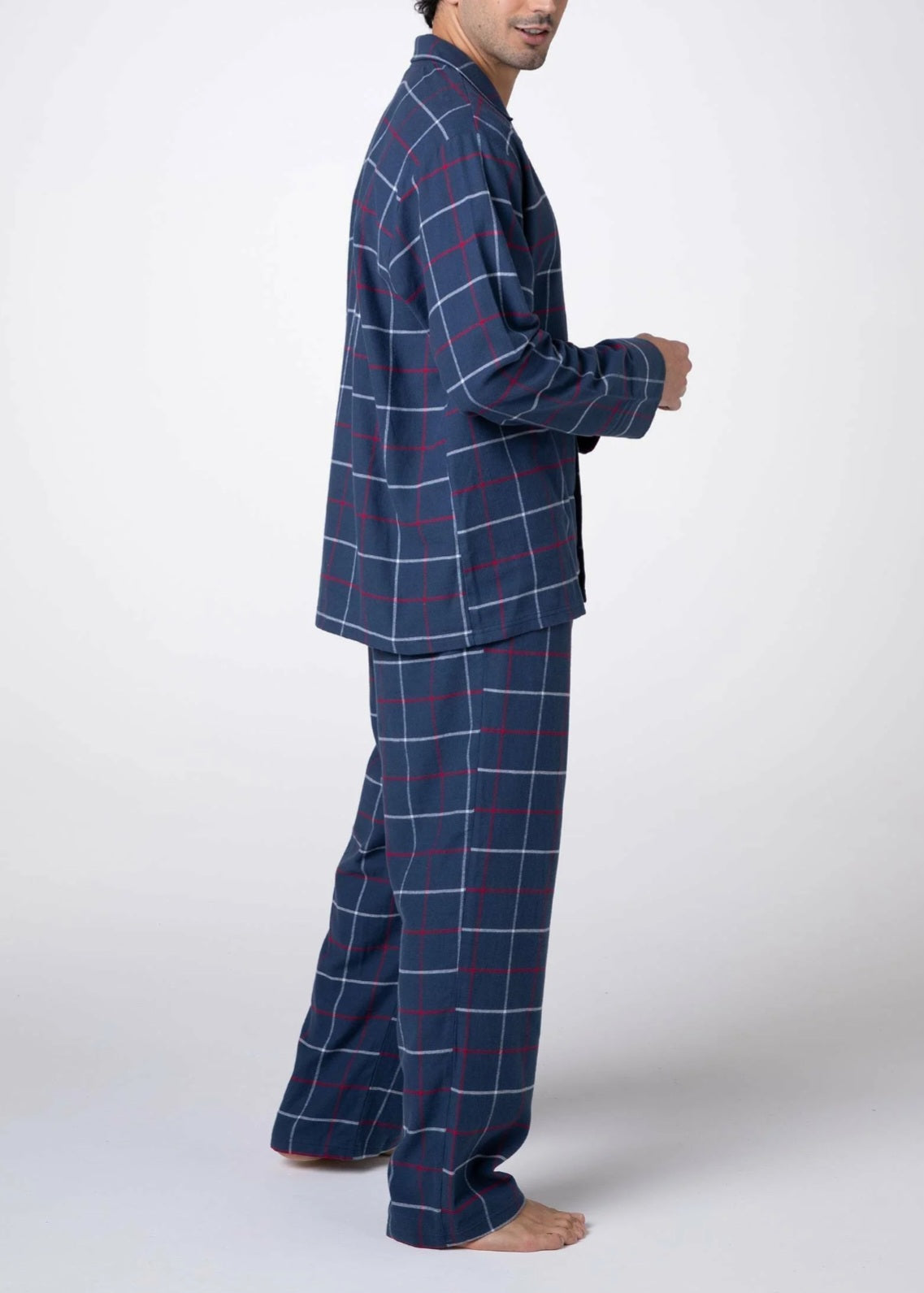 PIGIAMA UNISEX APERTO IN FLANELLA BLU CHECK LOVABLE