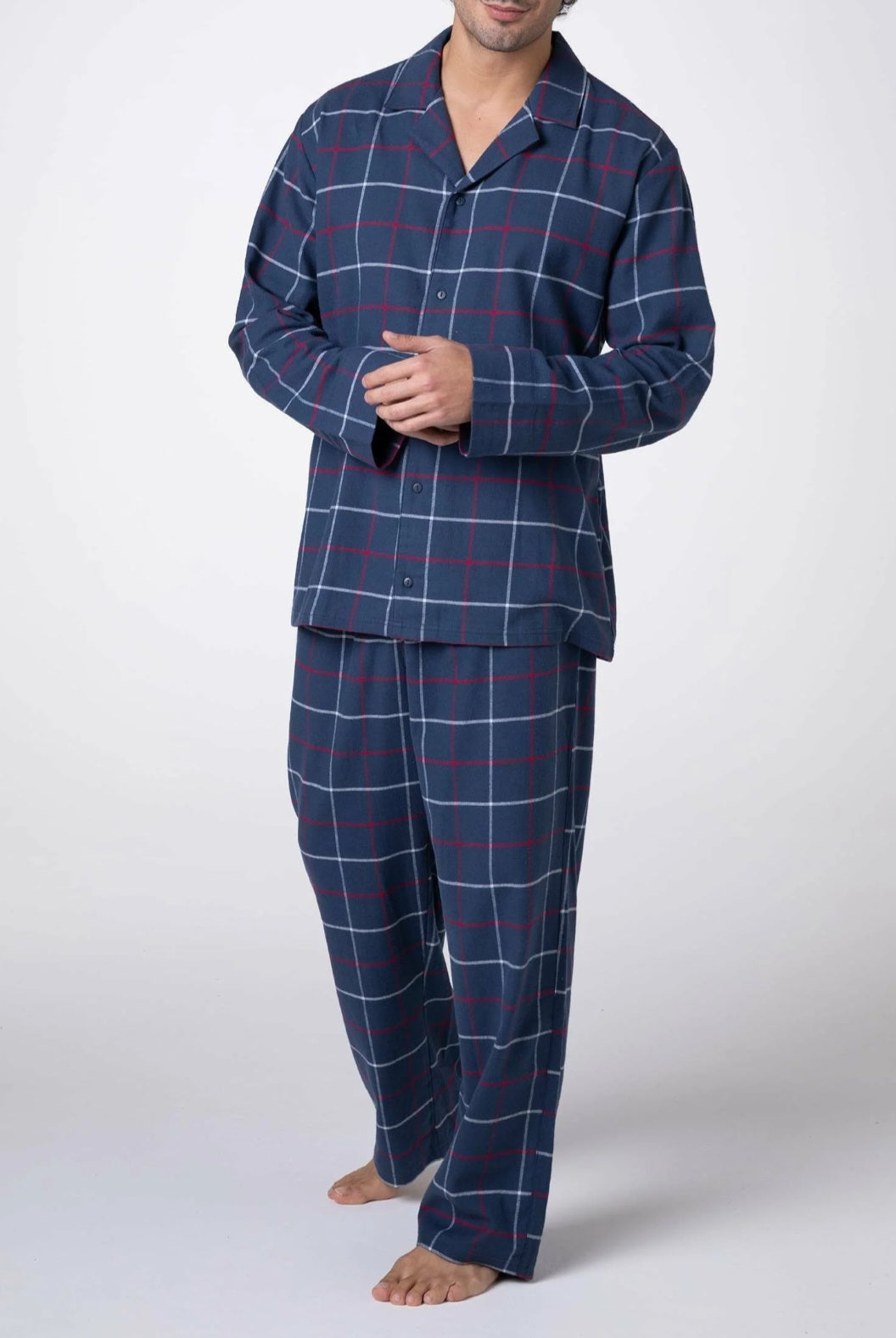 PIGIAMA UNISEX APERTO IN FLANELLA BLU CHECK LOVABLE