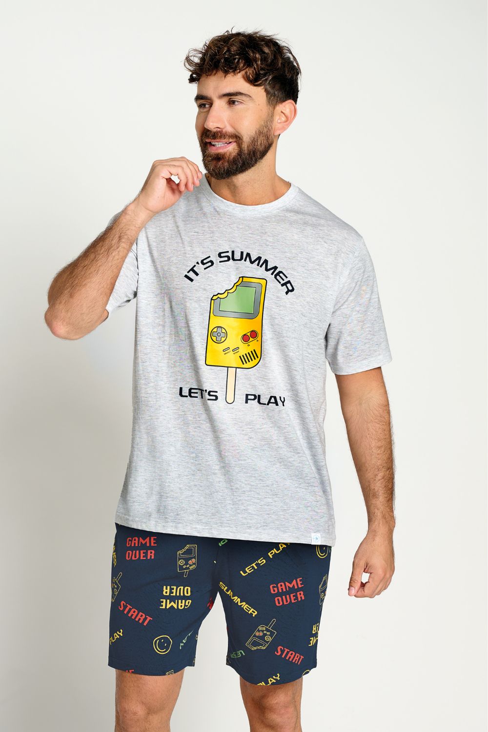 PIGIAMA CORTO UOMO STAMPA "IT'S SUMMER, LET'S PLAY" MUYDEMI