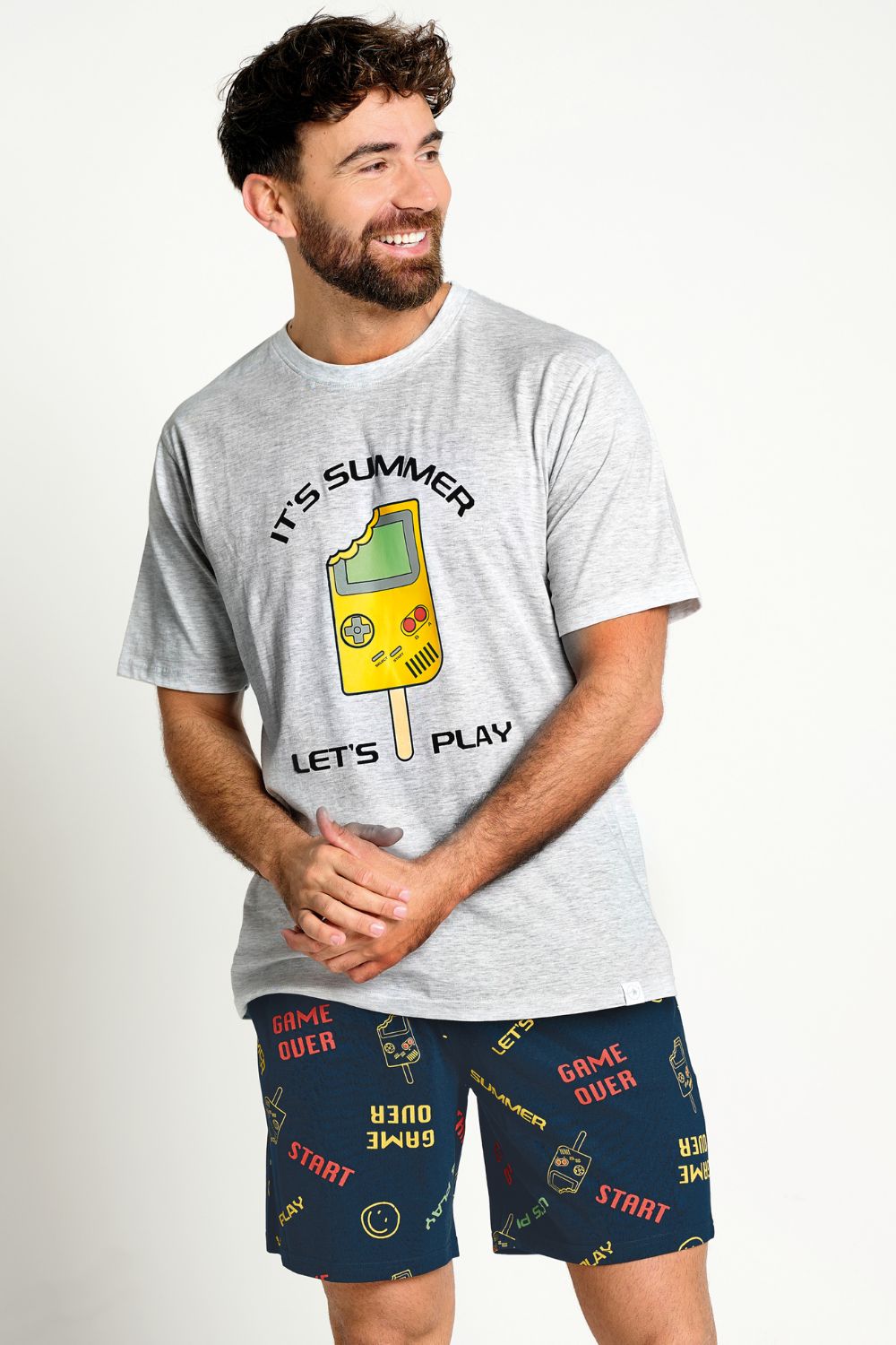 PIGIAMA CORTO UOMO STAMPA "IT'S SUMMER, LET'S PLAY" MUYDEMI