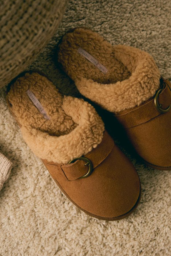 PANTOFOLE EFFETTO SCAMOSCIATO CON INTERNO IN SHEARLING YSABEL MORA
