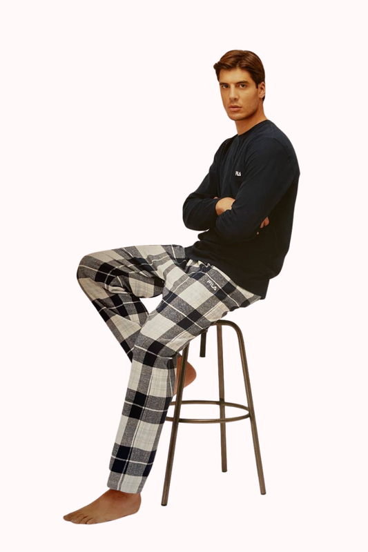 PIGIAMA UOMO A QUADRI IN JERSEY E FLANELLA FILA