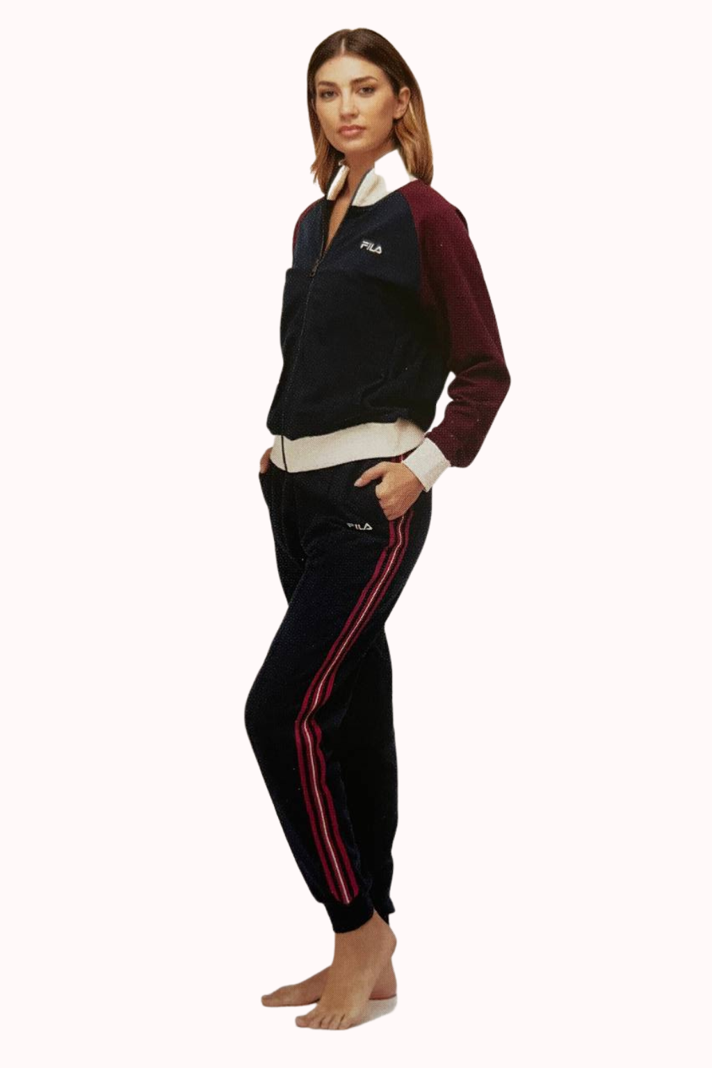 TUTA DONNA BICOLOR IN COTONE FELPATO FILA