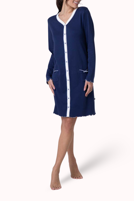 CAMICIA DA NOTTE APERTA IN INTERLOCK DI COTONE LOVABLE