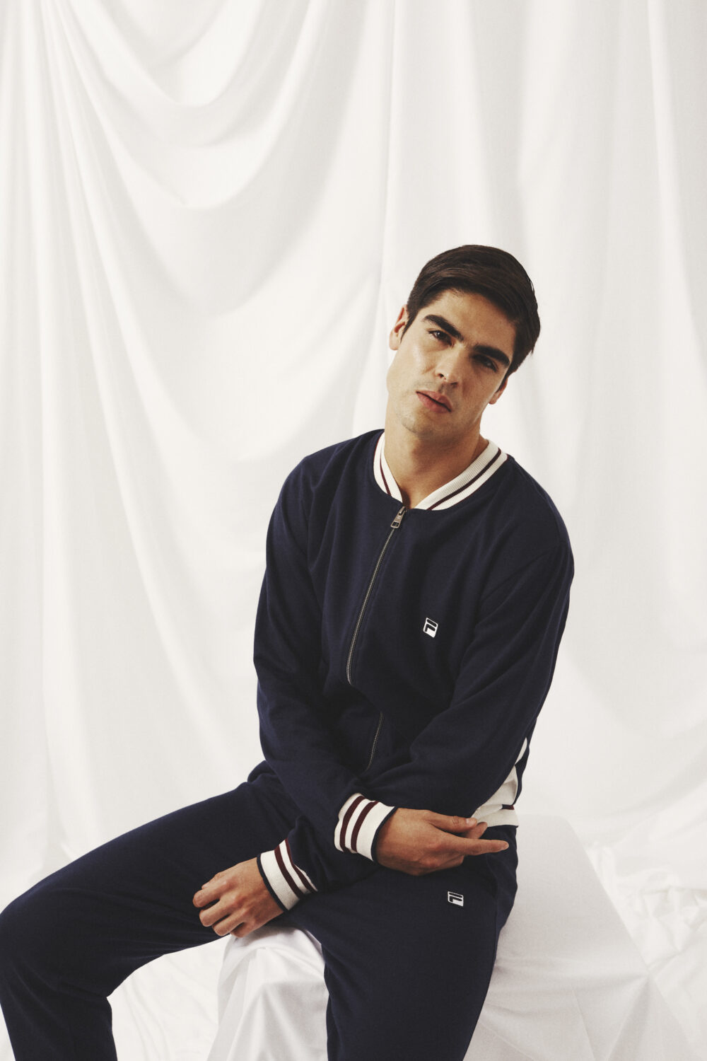 TUTA UOMO NEW NAVY CON ZIP IN COTONE FELPATO FILA