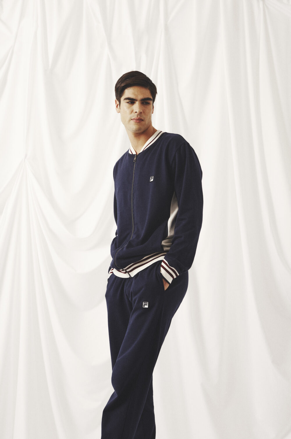 TUTA UOMO NEW NAVY CON ZIP IN COTONE FELPATO FILA