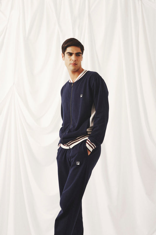 TUTA UOMO NEW NAVY CON ZIP IN COTONE FELPATO FILA