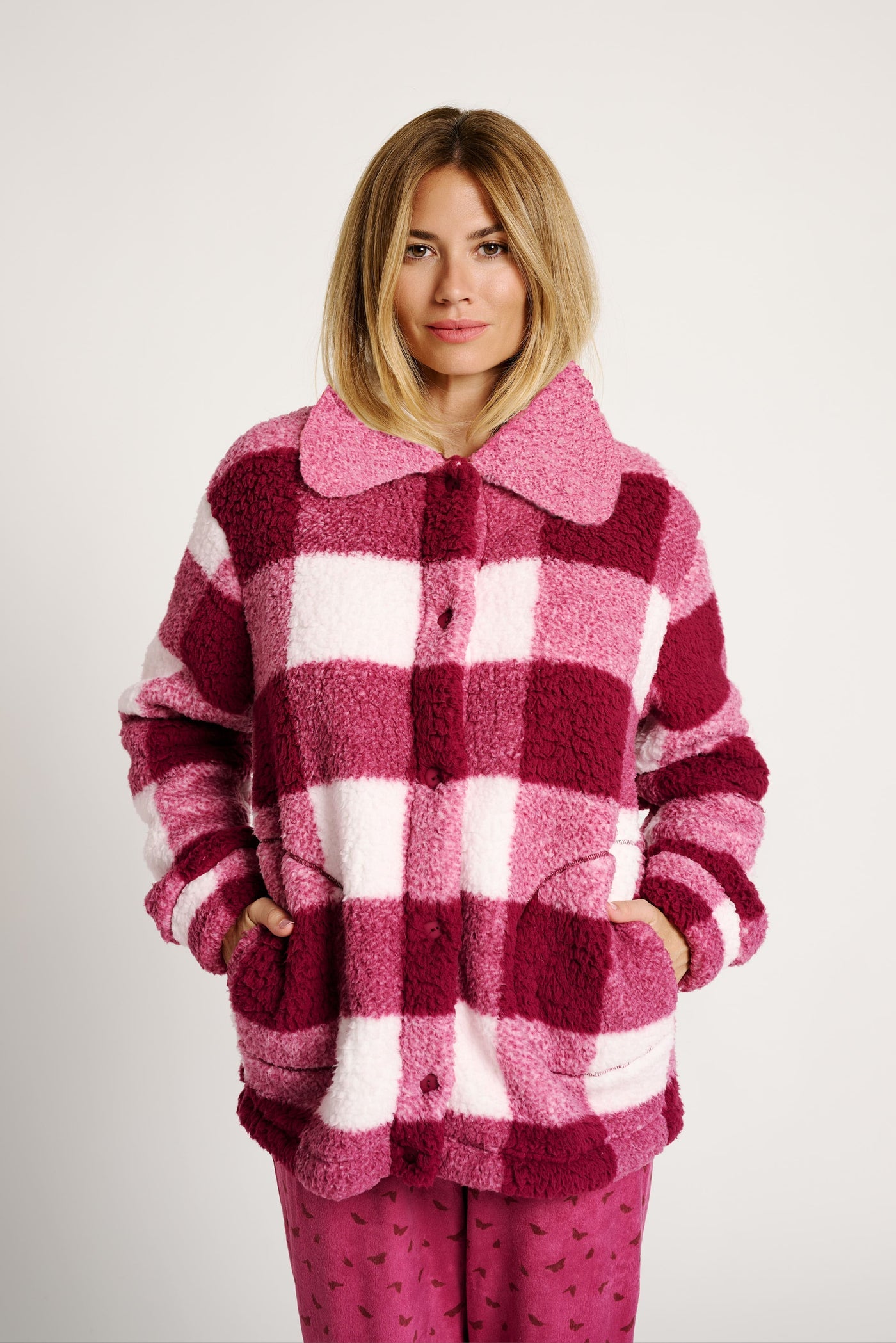 GIACCA IN PILE CON MOTIVO A QUADRI MUYDEMI