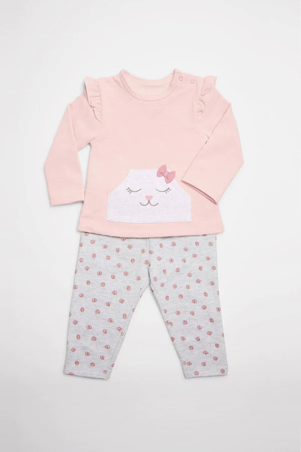 COMPLETO NEONATO ROSA CON STAMPA CONIGLIETTO YSABEL MORA