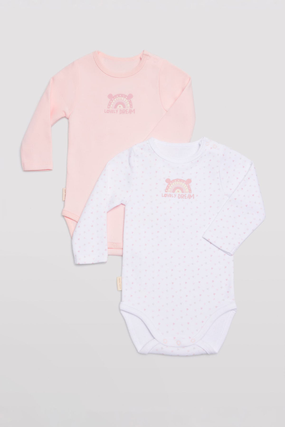 SET DI 2 BODY NEONATO IN BIANCO E ROSA YSABEL MORA