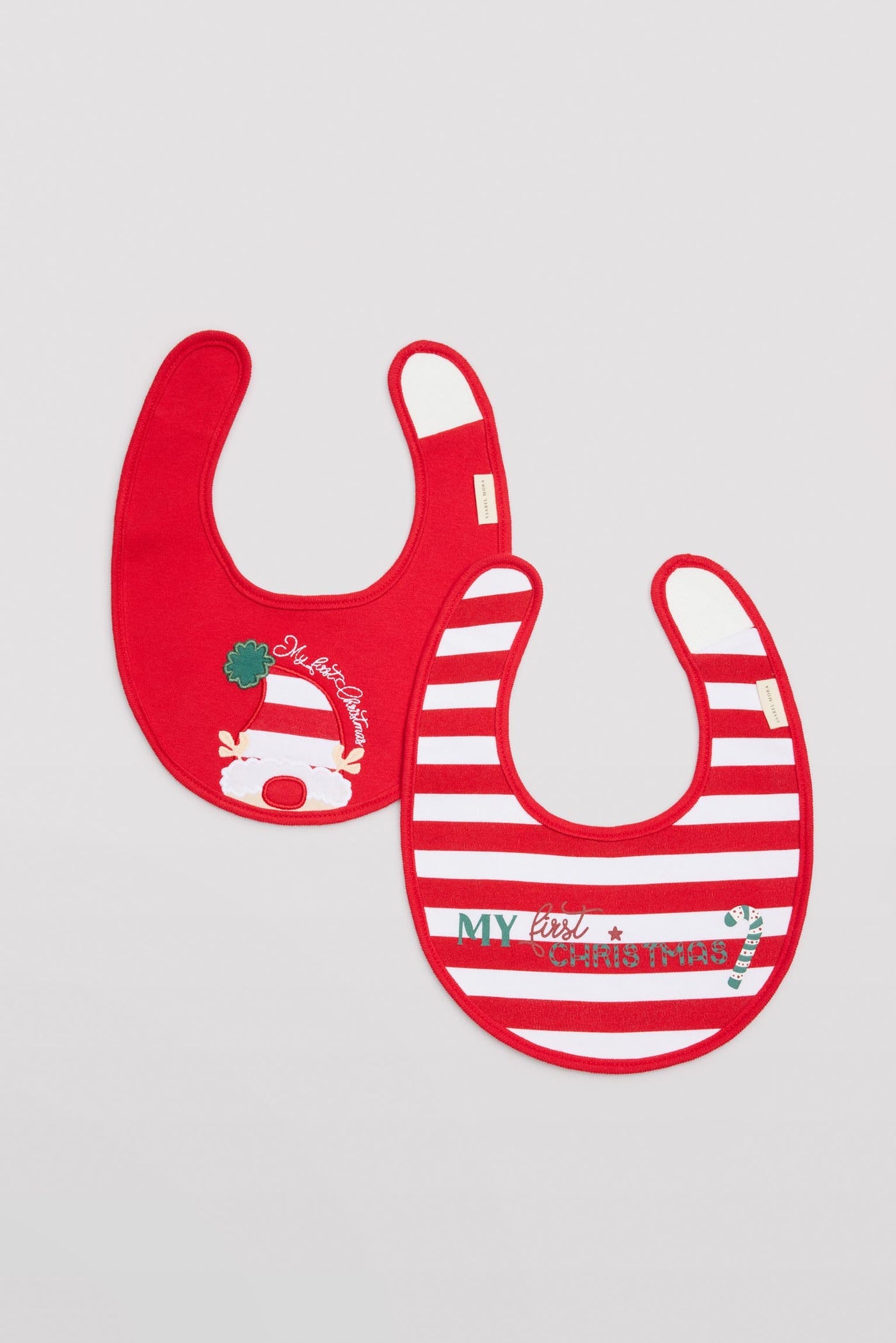 SET DI 2 BAVAGLINI IN COTONE NATURALE MY FIRST CHRISTMAS YSABEL MORA