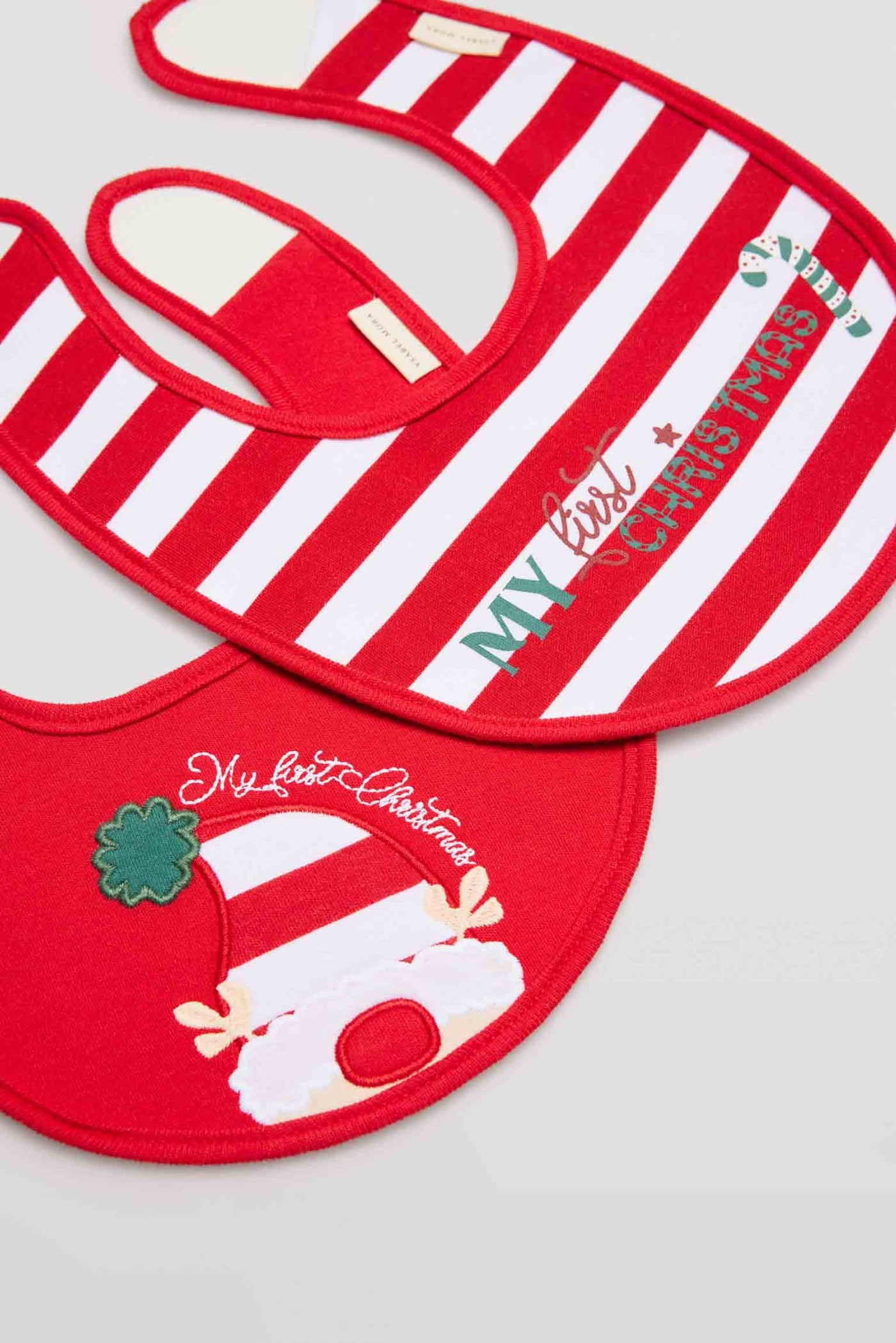 SET DI 2 BAVAGLINI IN COTONE NATURALE MY FIRST CHRISTMAS YSABEL MORA