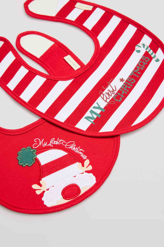 SET DI 2 BAVAGLINI IN COTONE NATURALE MY FIRST CHRISTMAS YSABEL MORA