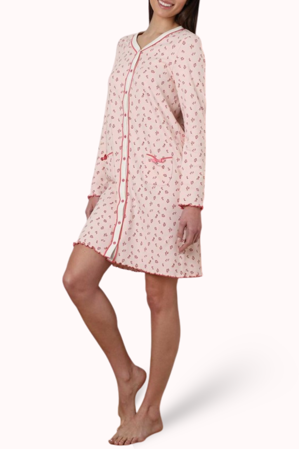 CAMICIA DA NOTTE APERTA IN INTERLOCK DI COTONE LOVABLE