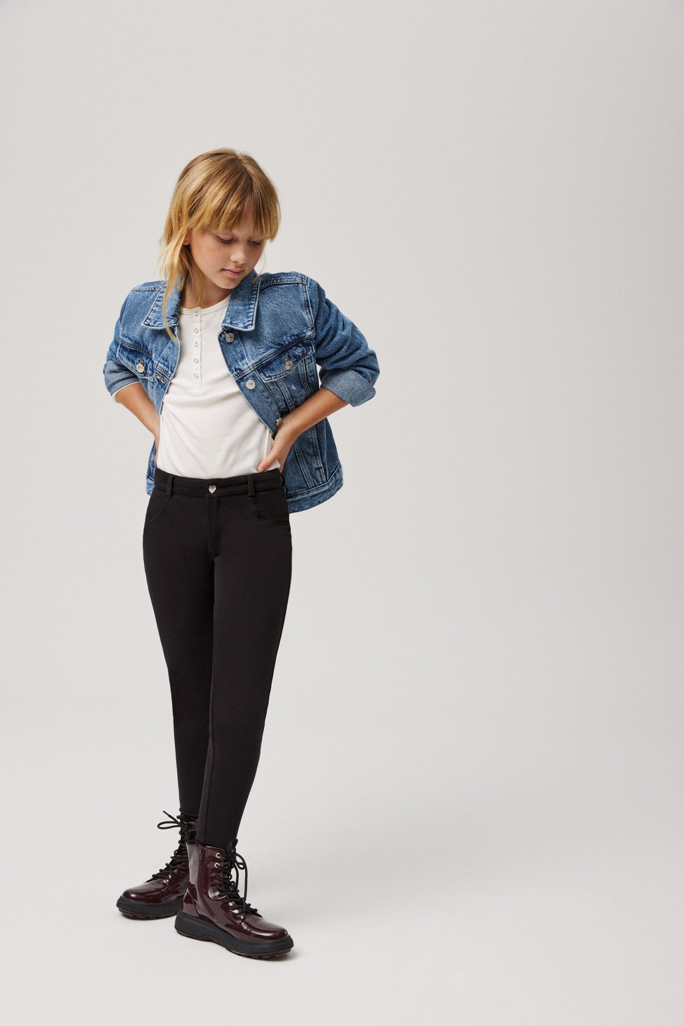 PANTALONE LEGGINGS TERMICO NERO IN COTONE BAMBINA YSABEL MORA