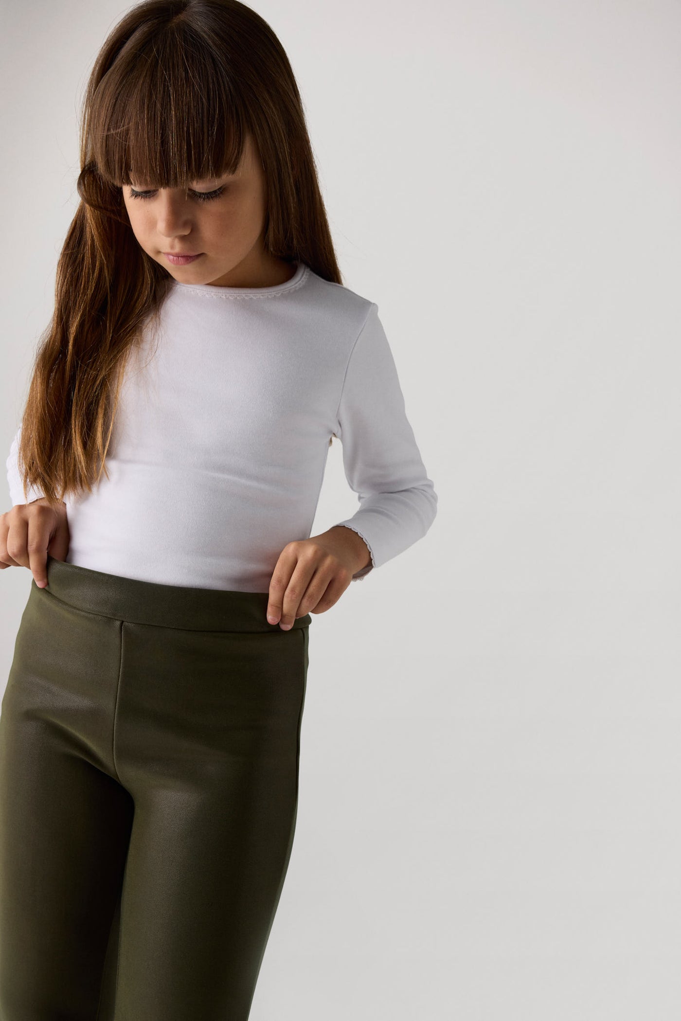 LEGGINGS TERMICO EUCALIPTUS GREEN EFFETTO PELLE BAMBINA YSABEL MORA