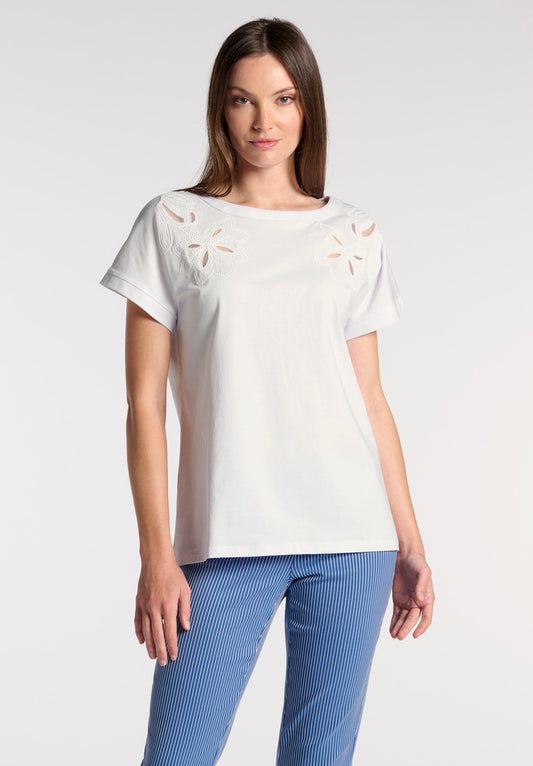 T-SHIRT IN COTONE ELASTICIZZATO EMBROIDERY OROBLU'