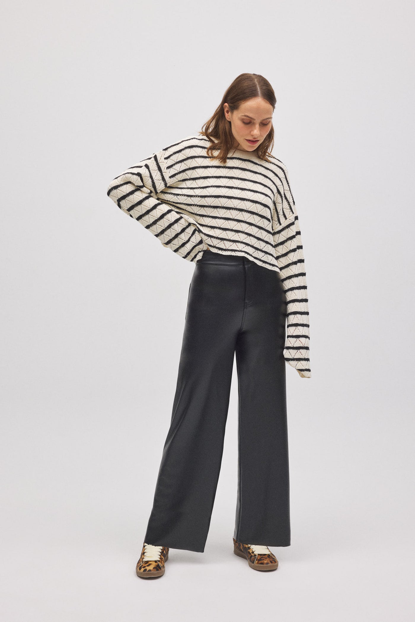 PANTALONE TERMICO WIDE LEG EFFETTO PELLE YSABEL MORA