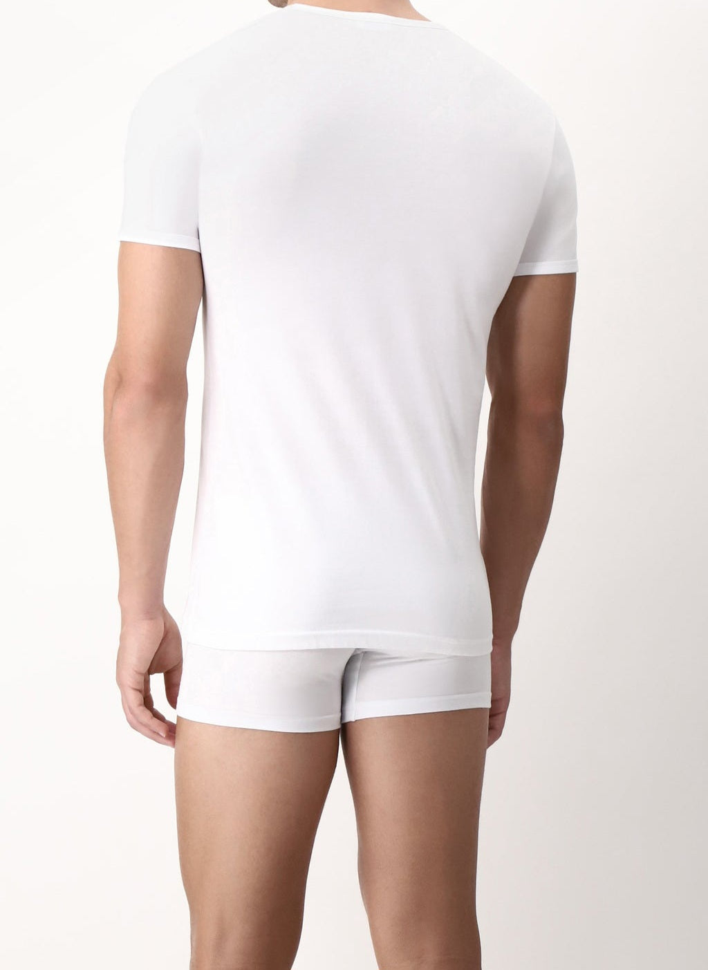 T-SHIRT CON SCOLLO A V 5324 IN COTONE NATURAL COMFORT CAGI